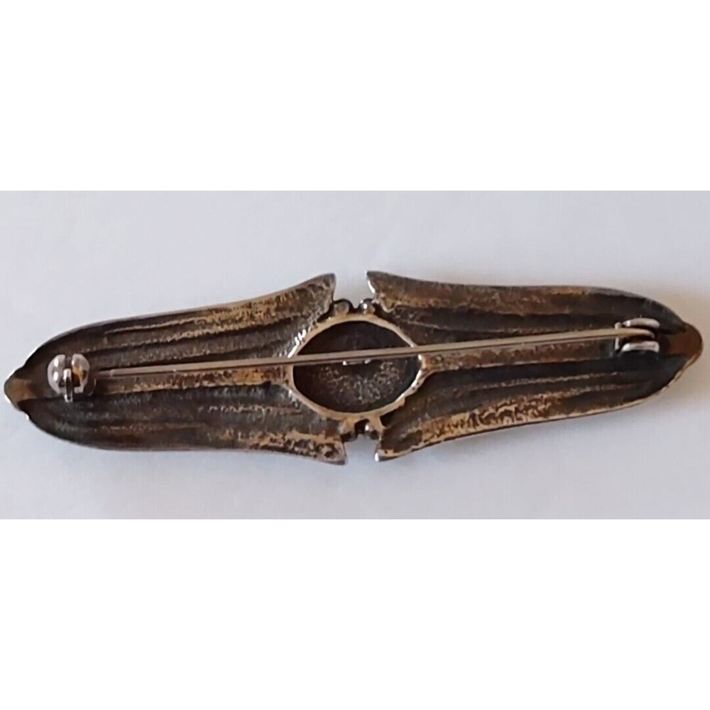 Art Deco Sterling Silver Rhinestone Black Vintage Brooch - Picture 4 of 6